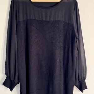 Cable and Guage black glitter long sleeved XL blouse